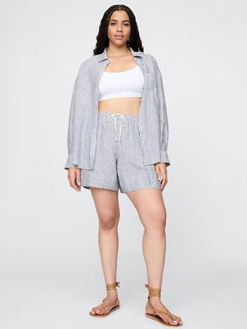 Gap 100% Linen Set Oversized Shirt Size XL Easy Shorts Size L Oversized Coastal